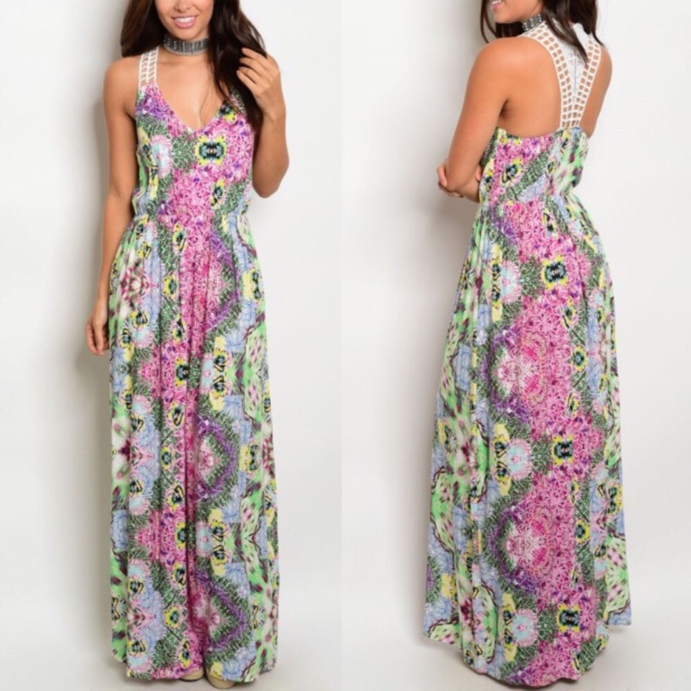 Fuchsia Multi Color Boho Maxi D…